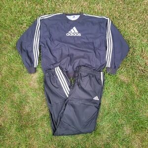 Vintage 90s Adidas Tracksuit Men Large Windbreaker Pullover Set Jacket Pants